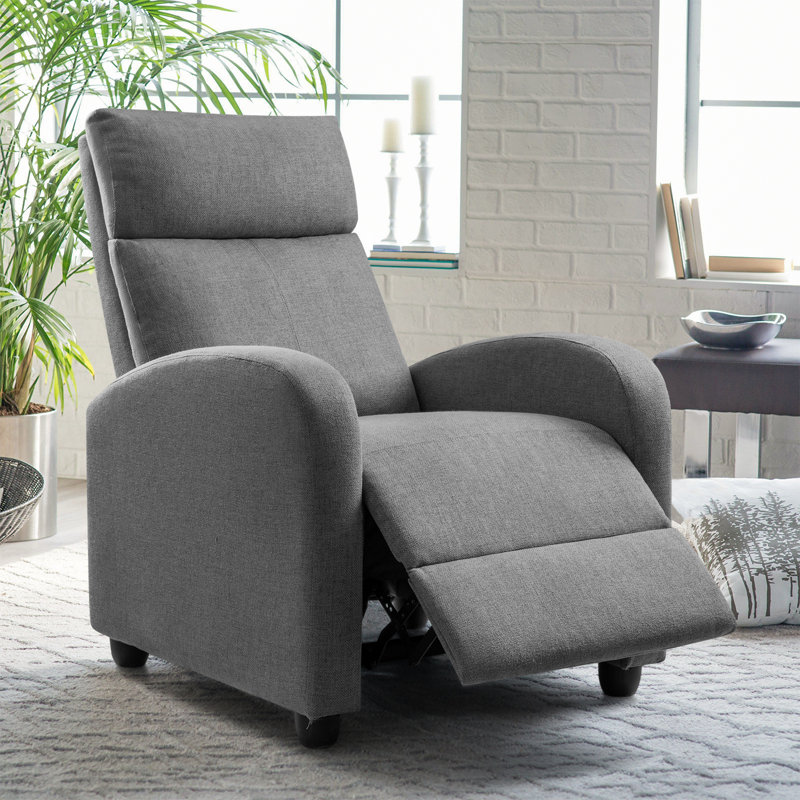 Kraker Upholstered Recliner Andover Mills Fabric Gray Polyester Blend